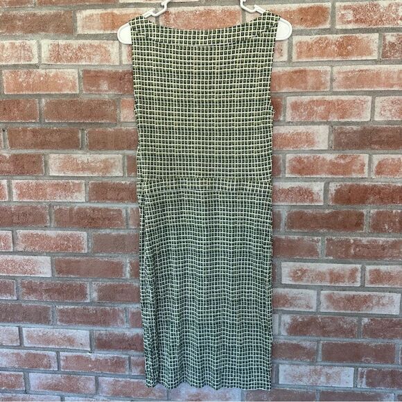 Tory Burch Paris Silk Sheath Dress V Neck Women’s Medium Green Geometric Print - Picture 7 of 13